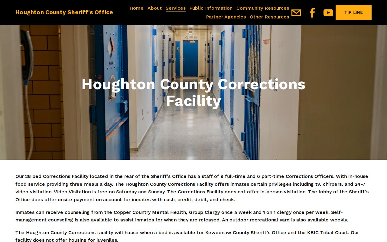 Houghton County Corrections Facility contact and recent arrest information page