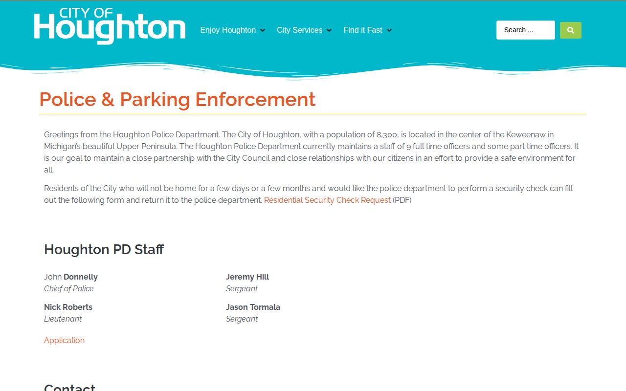 Official Houghton police and parking enforcement page